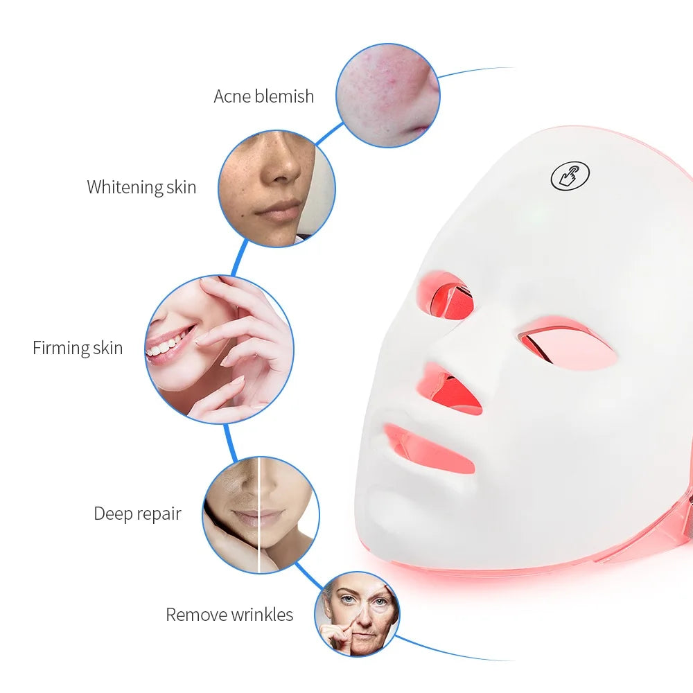 🌈 Rechargeable LED Facial Mask – 7 Colors Skin Rejuvenation