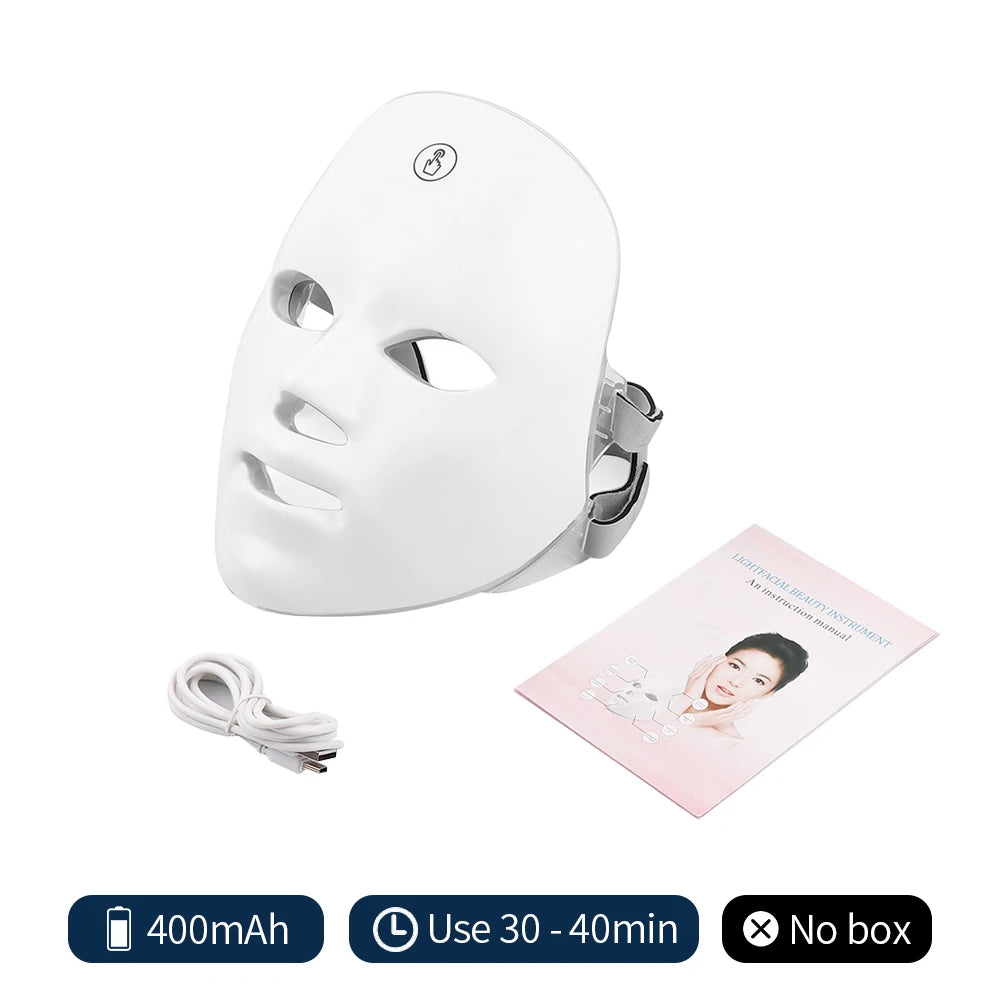 🌈 Rechargeable LED Facial Mask – 7 Colors Skin Rejuvenation