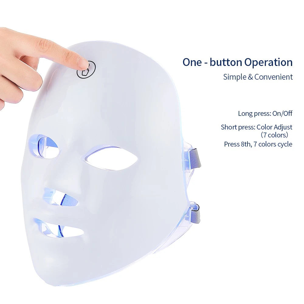 🌈 Rechargeable LED Facial Mask – 7 Colors Skin Rejuvenation