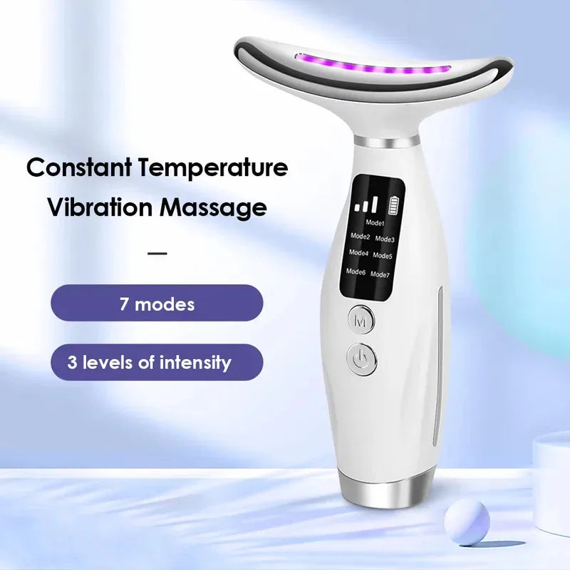 7 Colors LED Face & Neck Massager – Anti-Wrinkle, Lifting & Skin Tightening